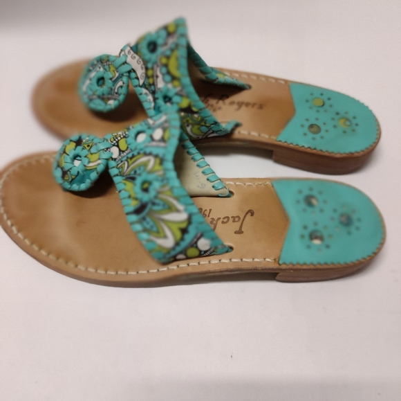 Jack Rogers Size 6 Teal Leather Sandals - Picture 3 of 8
